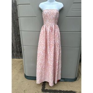 Shoshanna Women's Pink Lulu Strapless Floral metallic Jacquard Gown Dress Size 0